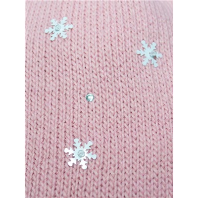 Комплект зимний для девочки шапка+снуд Снежка (Цвет пудровый), размер 50-52, шерсть 30%