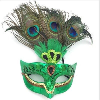 Карнавальная маска Павлинье перо КМ 911