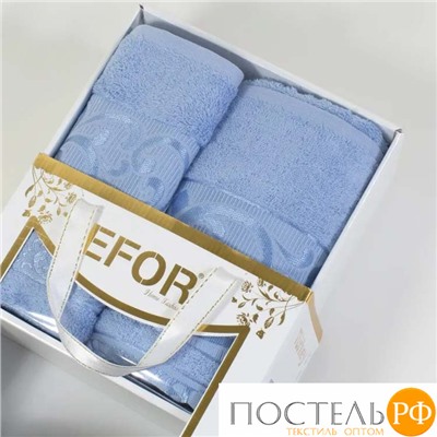 Т0389/SMB-13 Набор полотенец EFOR BAMBOO TAC из 2х пр. (50*90,70*140) 100% бамбук (голубой)