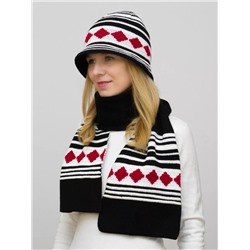 Комплект шляпа+шарф женский весна-осень Rama (Цвет красный), размер 54-56, шерсть 30%