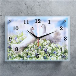 Часы-картина настенные, серия: Животный мир, "Пара голубей", 25 х 35 см