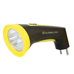 Ultraflash LED3804M  (фонарь аккум 220В, черный/желтый, 4 LED, SLA, пластик, коробка) /1/5/60/