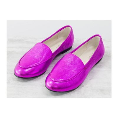 Кожаные блестящие туфли цвета фуксия, на низком ходу, обувь от ТМ Джино Фиджини, Т-17060/1-08