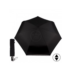 Зонт женский ТриСлона-L 3765D,  R=58см,  суперавт;  7спиц,  3слож,  полиэстер,  без рис,  черный 158356