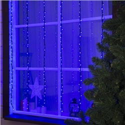 Гирлянда «Водопад» 2 × 1.5 м, IP44, прозрачная нить, 400 LED, свечение синее, 8 режимов, 220 В, УЦЕНКА
