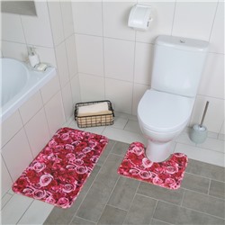 Набор ковриков для ванны и туалета «Розы», 2 шт: 40×45, 45×75 см