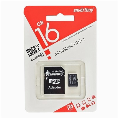 Карта флэш-памяти MicroSD 16 Гб Smart Buy +SD адаптер (class 10) LE