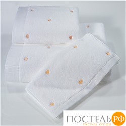 1018G11189100 Полотенце Soft cotton LOVE белый-персиковый 50X100