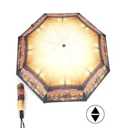 Зонт женский ТриСлона-880/L 3880,  R=55см,  суперавт;  8спиц,  3слож,  оранж/черный  (фото)  250125