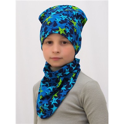Комплект для мальчика шапка+бактус Звездное небо, размер 46-48; 48-50; 50-52,  хлопок 95%