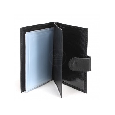 Обложка для авто+паспорт-Croco-ВП-1031  (с хляст, 5 внут карм)  натуральная кожа черный пулл-ап (254)  233477