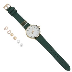 Комплект "Айви": женские наручные кварцевые часы (1 шт.), набор сережек: серьги (3 пары)