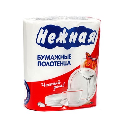 Полотенца бумажные "Нежная", 2 слоя, 2 рулона