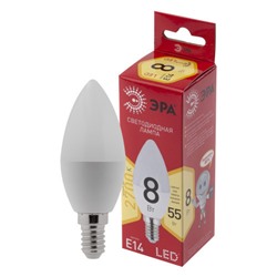 Лампа светодиодная ЭРА RED LINE LED B35-8W-827-E14 R Е14, 8Вт, свеча, теплый белый свет /1/10/100/