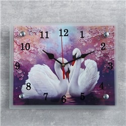Часы настенные, серия: Животный мир, "Лебеди", 20х25  см