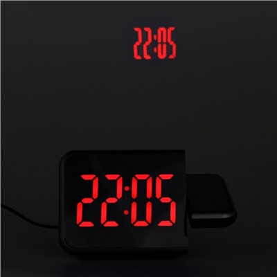 Часы настольные электронные с проекцией: будильник, гигрометр, календарь, красные цифры