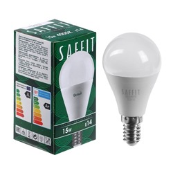 Лампа светодиодная SAFFIT, 15W 230V E14 4000K G45, SBG4515