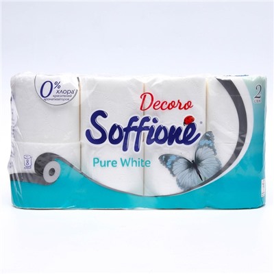 Туалетная бумага Soffione Pure White, 2 слоя, 8 рулонов