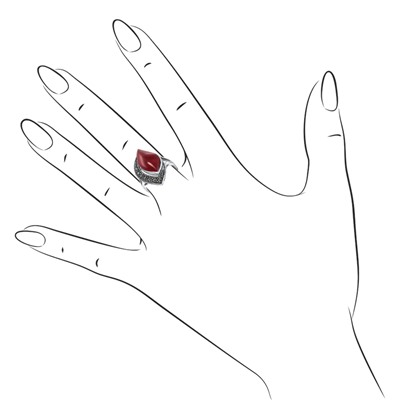 Серебряное кольцо с агатом и марказитом
