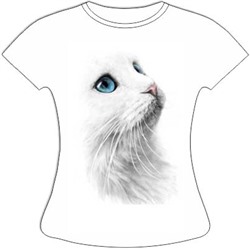 Женская футболка Белая кошка ST