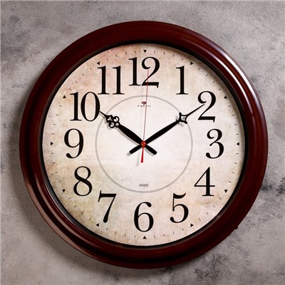Часы настенные, интерьерные "Клавер", коричневые, циферблат 40 см, 48 см