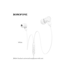 Проводные наушники с микрофоном внутриканальные Borofone BM64 Goalant, 3.5 Jack (white)