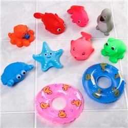 Набор резиновых игрушек для ванны «Морские жители», с пищалкой, 10 шт, Крошка Я