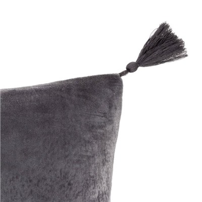 Наволочка декоративная с кисточками Этель цвет серый, 45х45 см, полиэстер, велюр