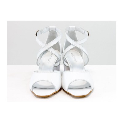 Нарядные белые кожаные босоножки на невысоком устойчивом каблуке, Новая коллекция от Джино Фиджини, С-1948-05