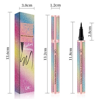 Стойкая подводка-фломастер в блестящем футляре QIC Waterproof Eyeliner