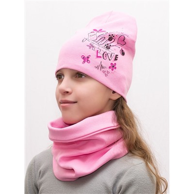 Комплект для девочки шапка+снуд Love, размер 50-52,  хлопок 95%