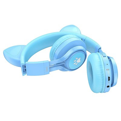 Bluetooth-наушники полноразмерные Hoco W39 Cat ear kids BT (blue)