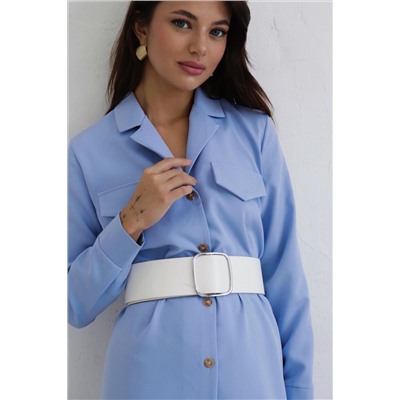 10535 Платье-рубашка с английским воротником голубое (остаток: 44)