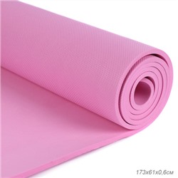 Коврик для йоги и фитнеса спортивный гимнастический EVA 6мм. 173х61х0,6 цвет: розовый / YM-EVA-6P / уп 24