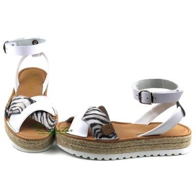 AB. ZAPATOS CRUZ/YUTE · blanco zebra