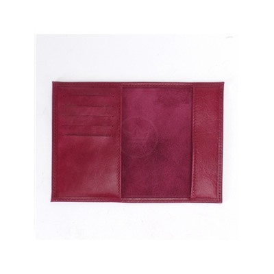 Обложка для паспорта Croco-П-404 (5 кред карт)  натуральная кожа бордо крек (239)  236047