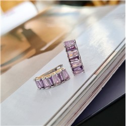 Серьги коллекция "Дубай"  покрытие посеребрение, камень светло-розовый и фиолетовый блестящий, 371402, арт. 847.271