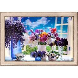 Картина 5D 40х60 091 Цветы в синей вазе / ZR8843B-339350 /