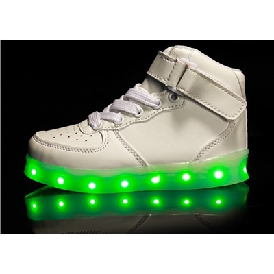 Светящиеся кроссовки с LED подсветкой детские 702, цвет Белый