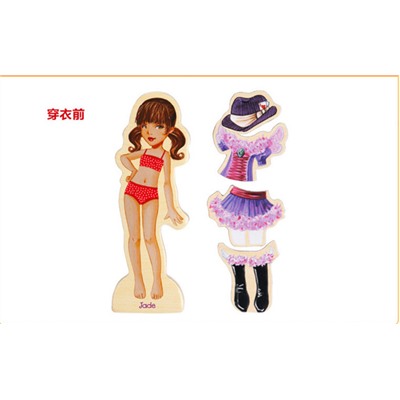 Набор магнитные деревянные куклы+одежда 63 предмета