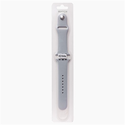Ремешок - ApW Sport Band Apple Watch 42/44/45мм силикон на кнопке (S) (silver)