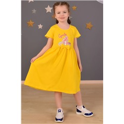 Платье для девочки трикотажное желтое