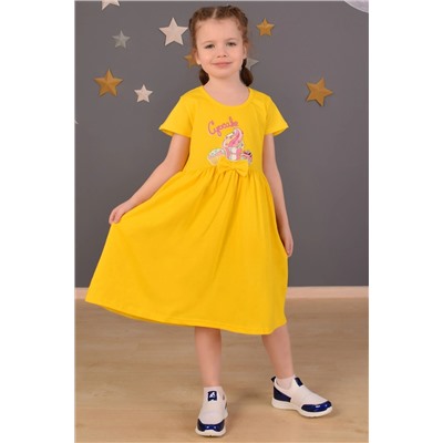 Платье для девочки трикотажное желтое