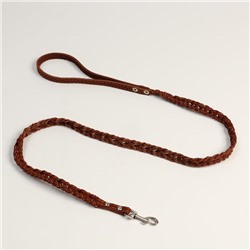 Поводок кожаный плетеный "Коса", 1.25 м х 1.1 см, коричневый 1_тип Поводки, Цвет коричневый