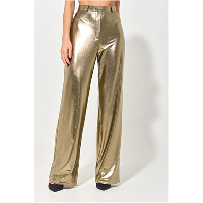Золотистые трикотажные брюки с металлизированным напылением