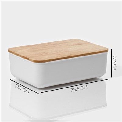 Контейнер для хранения с крышкой LaDо́m «Натурэль», 25,5×17,5×8,5 см, цвет белый