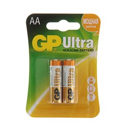 Батарейка алкалиновая GP Ultra, AA, LR6-2BL, 1.5В, блистер, 2 шт.