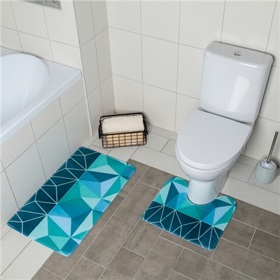 Набор ковриков для ванны и туалета «Геометрия цветов», 2 шт: 40×45, 45×75 см