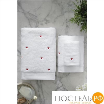 1018G11178100 Полотенце Soft cotton LOVE белый-красный 75X150