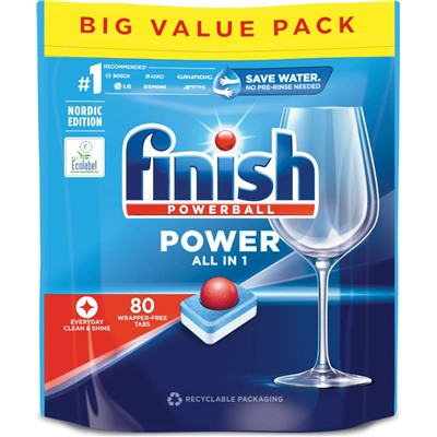 Таблетки для п/машины "Finish Poweball Power All in 1 " 80 таб